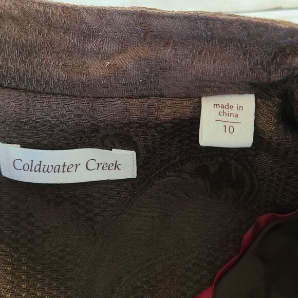 Vintage Coldwater Creek Embroidered Fitted Blazer Jacket Brown Romantic Boho 10 - Picture 5 of 9